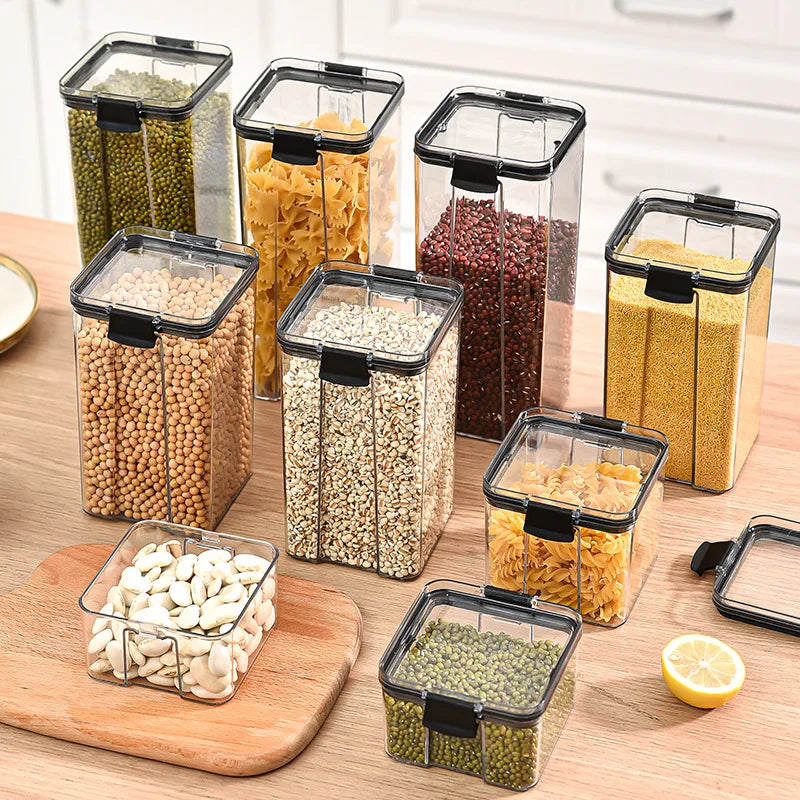 Frascos selados organizador de armazenamento de grãos de cozinha tanque grande caixa de armazenamento de plástico à prova de umidade conjunto de frascos de tempero doméstico